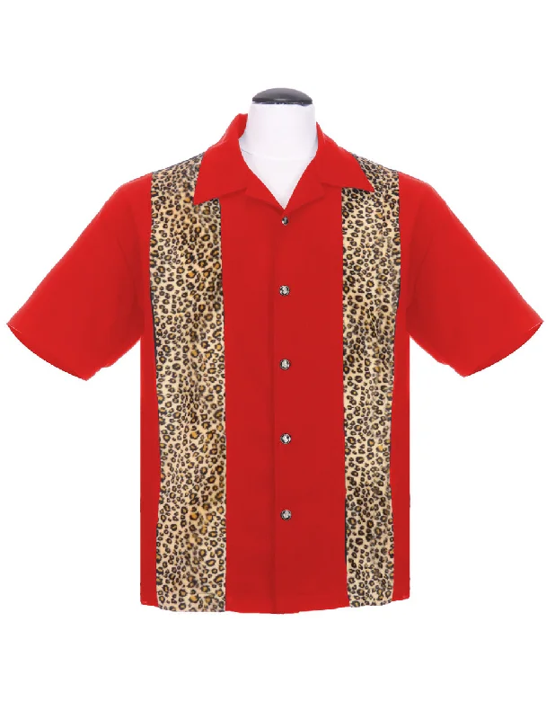 Find your perfect fit at the best prices – Clothing deals now on sale.  Leopard Panel Bowling Shirt in Red