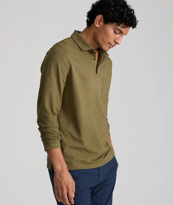 Men’s wardrobe essentials now at unbeatable prices.  Garment-Dyed Long-Sleeve Polo