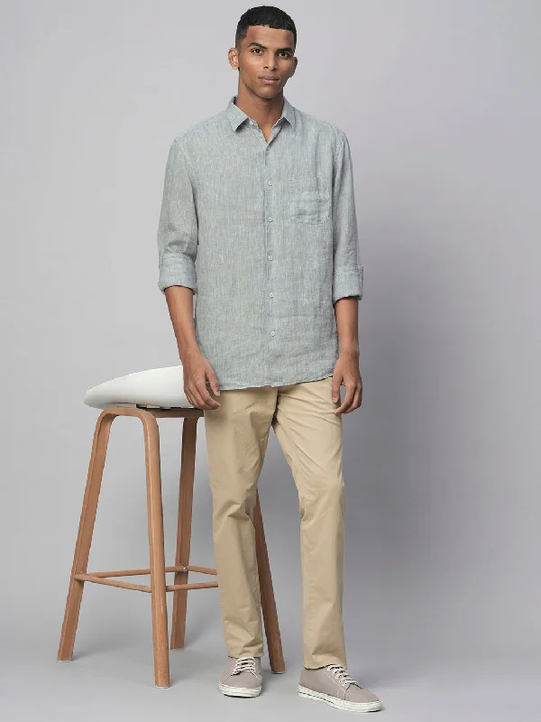 Shop the latest trends in men's clothing at unbeatable prices.  Men's Grey 100% Linen Linen Regular Fit Long Sleeved Shirt