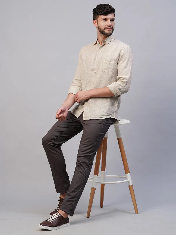 Shop trendy clothing for every season – Special promotion today.  Men's 100% Linen Natural Regular Fit Long Sleeved Shirt
