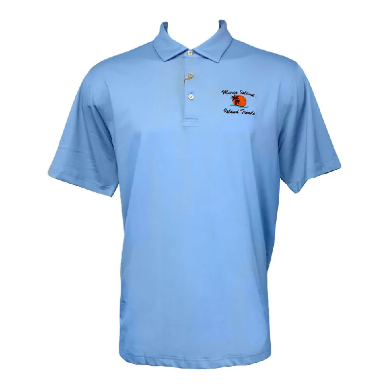 Get ready for the season with exclusive savings on trendy clothes.  Peter Millar Marco Island Sunshine Solid Performance Jersey Sean Self Collar Polo Shirt - Cottage Blue
