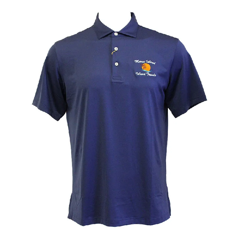 Get stylish outfits for every occasion – Shop now and save!  Peter Millar Marco Island Sunshine Solid Performance Jersey Sean Self Collar Polo Shirt - Navy