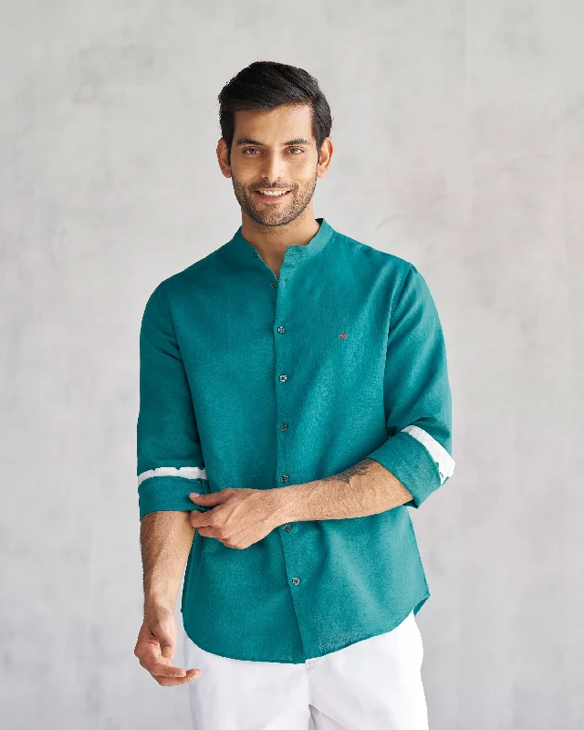 Final clearance: Men’s clothing items up to 70% off!  Nawab Shirt - Teal Tssxnb