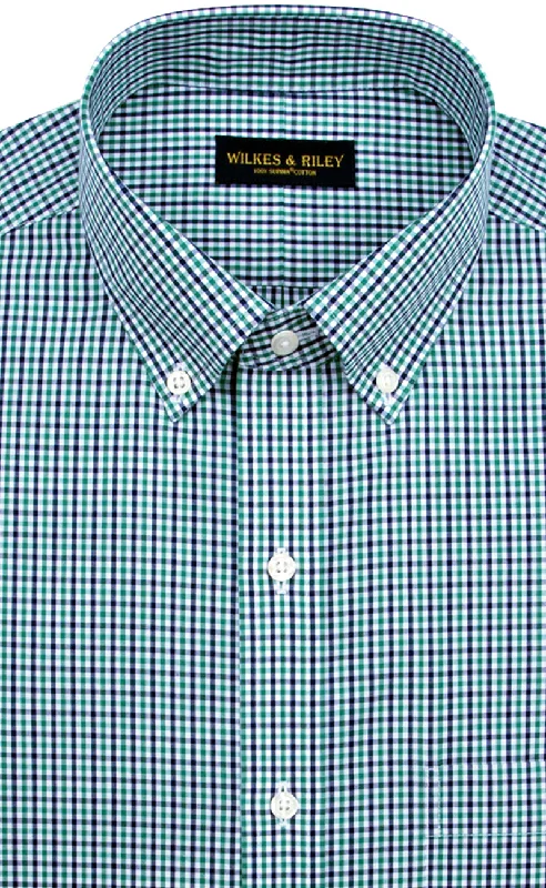 Fresh clothing styles are here – Shop now for exclusive discounts!  Tailored Fit Green / Navy Tattersall check Button-Down Collar Supima® Non-Iron Cotton Broadcloth Sport Shirt