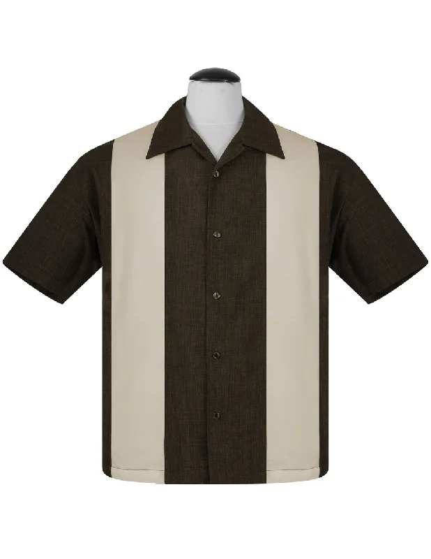Seasonal fashion sale – Save on all your wardrobe essentials today!  PopCheck Double Panel Bowling Shirt in Coffee/Stone