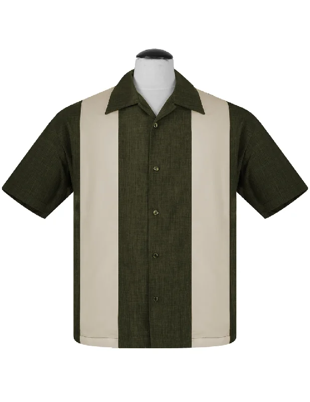 Flash sale: Men’s clothing essentials at irresistible prices!  PopCheck Double Panel Bowling Shirt in Olive/Stone