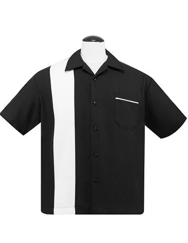 Flash sale alert! Shop fashion-forward clothing at discounted prices.  Poplin Single Panel Bowling Shirt in Black/White