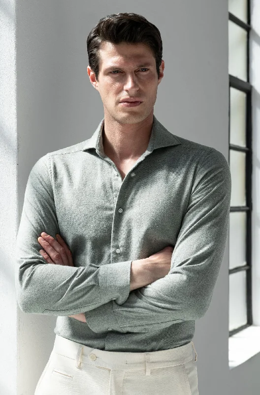 Upgrade your look with stylish, affordable men’s clothing. Sage cashmere and cotton shirt - Made in Italy Upgrade your look with stylish, affordable men’s clothing. Sage cashmere and cotton shirt - Made in Italy