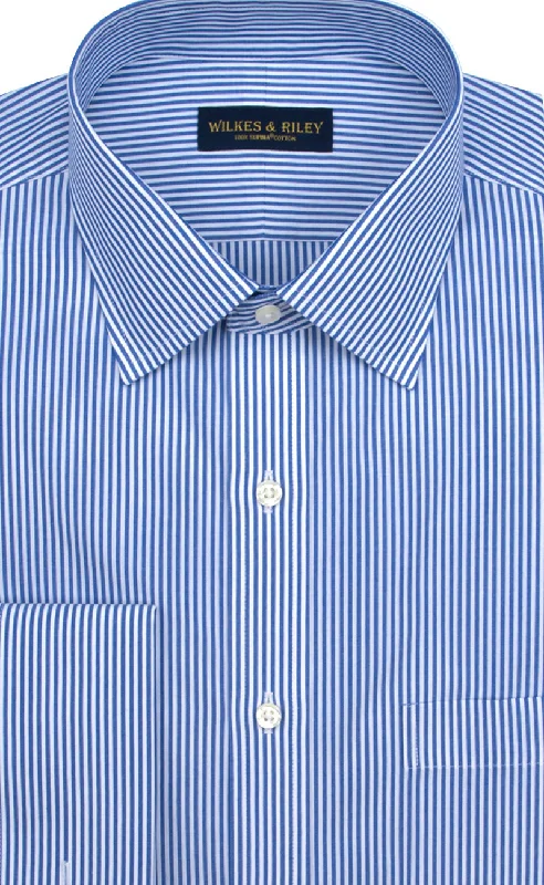 Flash sale: Men’s clothing essentials at irresistible prices!  Slim Fit Blue Bengal Stripe Spread Collar French Cuff Supima® Cotton Non-Iron Broadcloth Dress Shirt