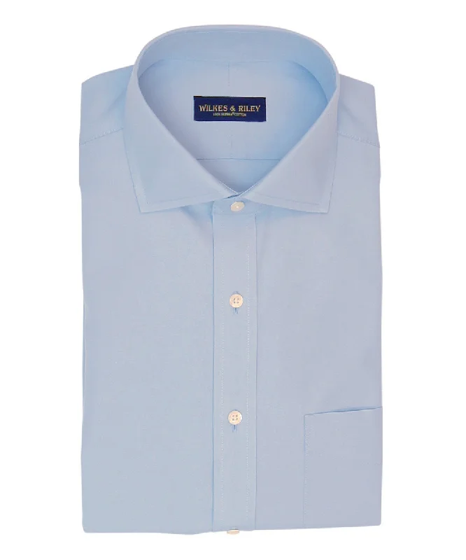 Limited-time offer!  Slim Fit Light Blue Solid English Spread Collar Supima® Cotton Non-Iron Pinpoint Oxford Dress Shirt