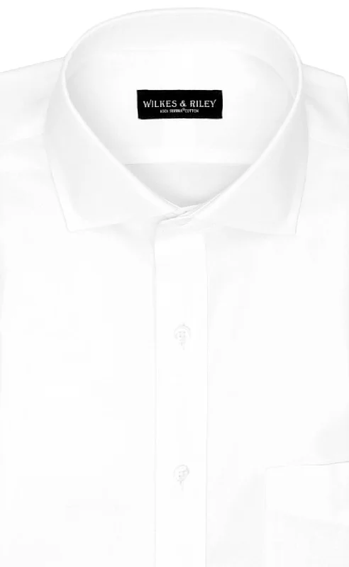 Exclusive discounts on all types of clothing – Shop now!  Slim Fit White Solid English Spread Collar Supima® Cotton Non-Iron Pinpoint Oxford Dress Shirt