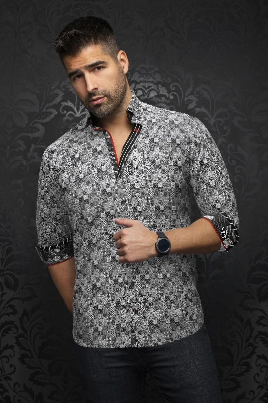 Time to shop! Men’s clothing deals you can’t resist.  AU NOIR | Long Sleeve Shirt | Sollozzo Black/White