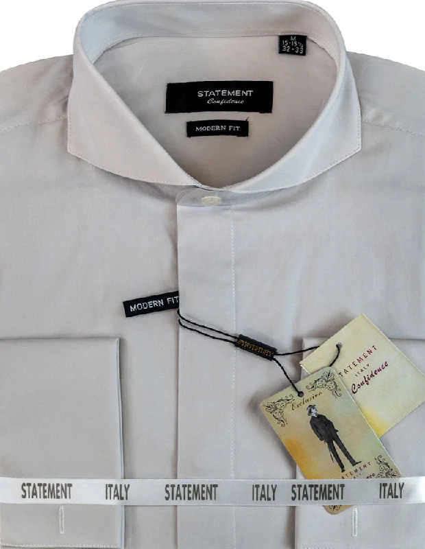 Flash sale: Save big on men's clothing this weekend!  MODERN FIT GRAY DRESS SHIRT WITH SPREAD COLLAR & FRENCH CUFF