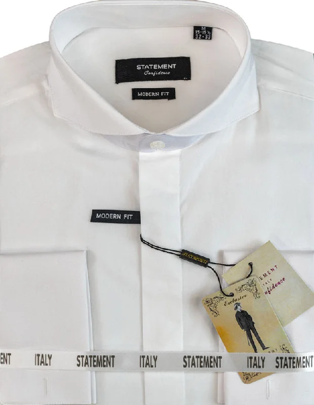 Shop men’s  clothing for all seasons – Save big today!  MODERN FIT WHITE DRESS SHIRT WITH SPREAD COLLAR & FRENCH CUFF