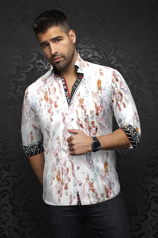 Save more with bundle deals on men’s fashion items.  AU NOIR | Long Sleeve Shirt | Suarez White/Beige