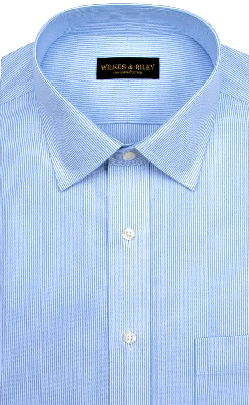Look sharp without breaking the bank – men’s clothing sale now!  Tailored Fit Blue Stripe Spread Collar Supima® Cotton Non-Iron Twill Dress Shirt