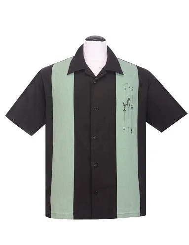 Exclusive discounts on men's fashion – shop today!  The Shake Down Bowling Shirt in Black/Mint