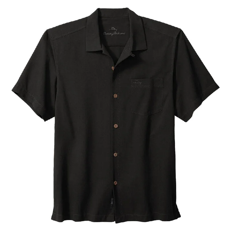 Seasonal clearance – Save on all clothing essentials this weekend.  Tommy Bahama Big & Tall Coastal Breeze Check Camp Shirt - Black