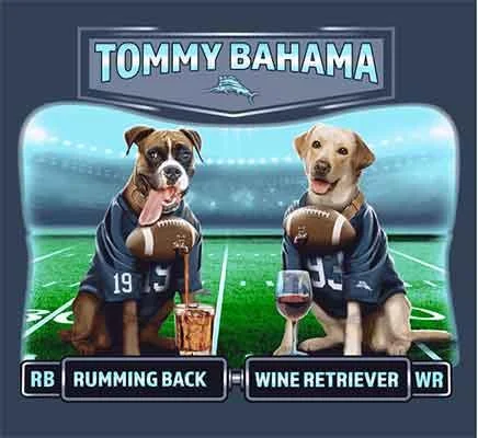 Exclusive discounts on all types of clothing – Shop now!  Tommy Bahama Big & Tall Rumming Back Wine Retriever T-Shirt - Navy Heather