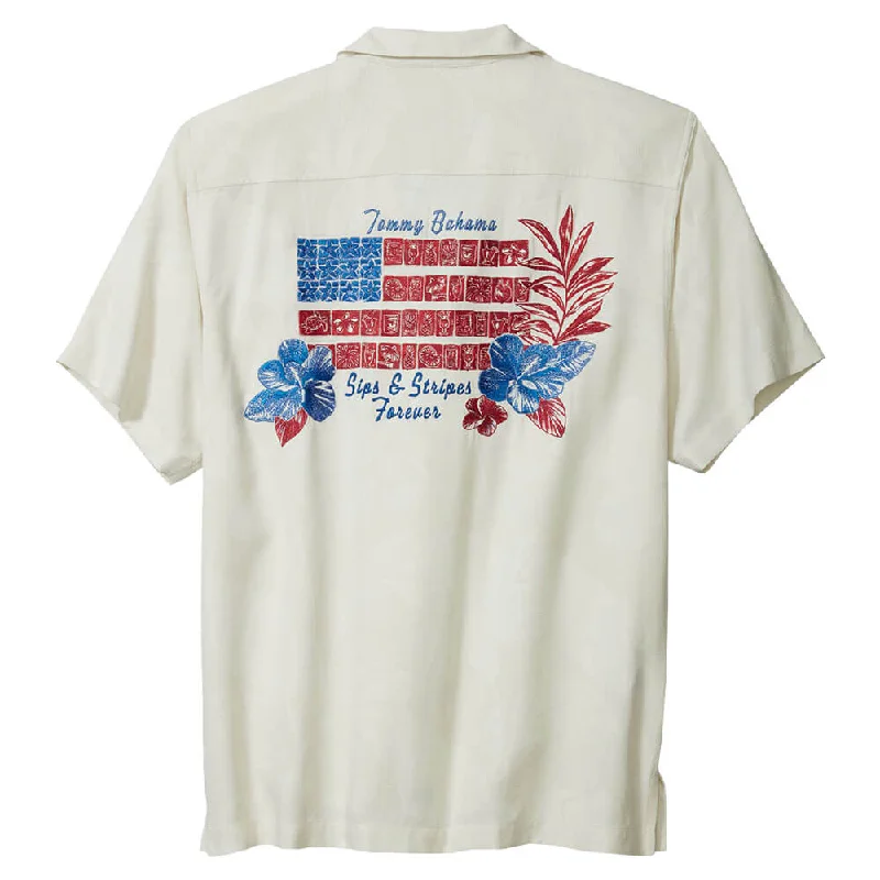 Big discounts on men’s wear – Shop now and save!  Tommy Bahama Big & Tall Sips And Strips Forever Camp Shirt - Continental