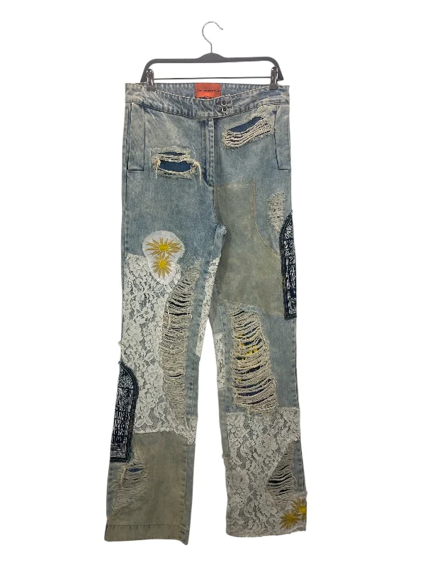 Shop the latest trends in men's clothing at unbeatable prices.  who decides war/Pants/30/Denim/BLU/Button Fly/Graphic/yellow flower/sewed lace