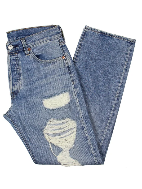 Shop exclusive offers on men’sapparel   501 Mens Mid-Rise Destroyed Straight Leg Jeans