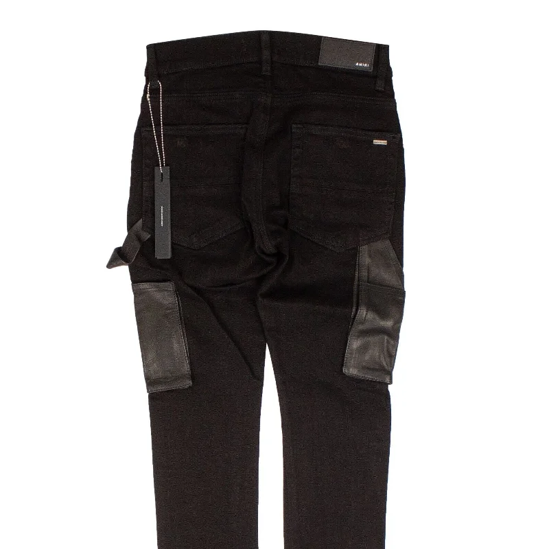Limited-time sale: Save on all your favorite clothing items.  Black Denim Leather Workman Pants