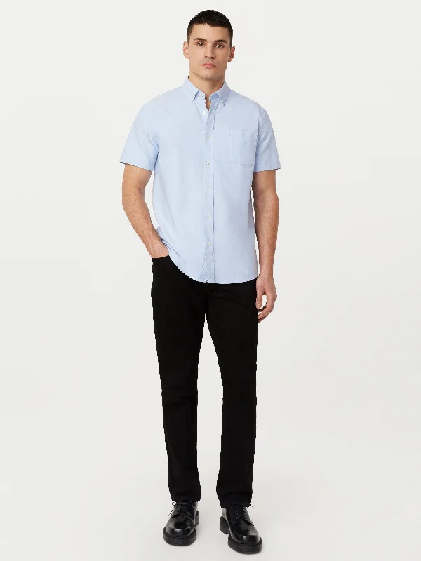 New season, new deals – shop men's clothing now!  The Jasper Short Sleeve Oxford Shirt in Medium Blue
