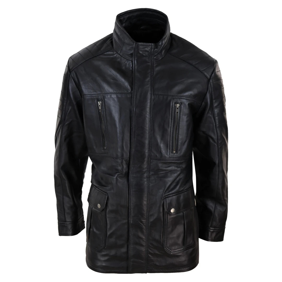 Flash sale on trendy clothing – Limited time offers available online. Men's 3/4 Leather Jacket Safari Black Brown Zipped Winter Flash sale on trendy clothing – Limited time offers available online. Men's 3/4 Leather Jacket Safari Black Brown Zipped Winter