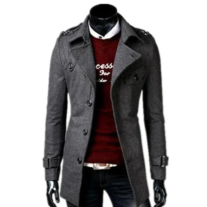 Get 20% off your first order of men’s fashion.  2018 autumn/winter fashion new men leisure single-breasted trench coat / Men's turn down collar long woolen jacket