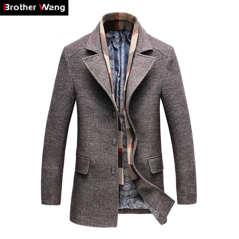 Don’t wait – shop the biggest sale of the season on men’s clothing!  2018 Winter Men's Casual Wool Trench Coat Fashion Business Long Thicken Slim Overcoat Jacket Male Peacoat Brand Clothes 1717