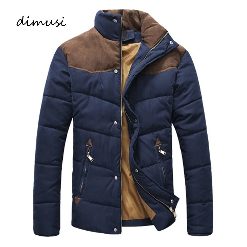 Upgrade your look with stylish, affordable men’s clothing.  DIMUSI Clothing Winter Jacket Men Warm Causal Parkas Cotton Banded Collar Winter Jacket Male Padded Overcoat Outerwear 4XL,YA332