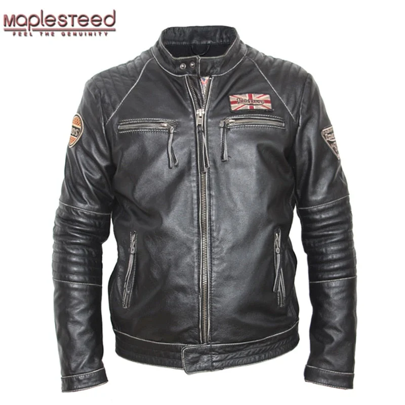 Shop the latest clothing deals – Huge discounts on fashion essentials!  MAPLESTEED Vintage Distressed Leather Jacket Men Cowhide Calf Skin Jacket Man Retro Motocycle Jacket Mens Leather Clothing M101