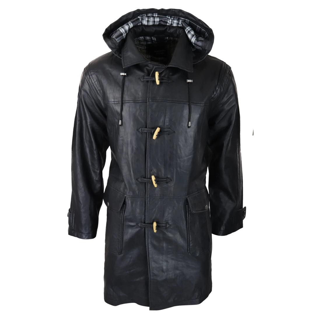Get stylish outfits for every occasion – Shop now and save! Mens Black Real Leather Duffle Jacket Coat Toggle Classic Fisherman Hooded 3/4 Get stylish outfits for every occasion – Shop now and save! Mens Black Real Leather Duffle Jacket Coat Toggle Classic Fisherman Hooded 3/4