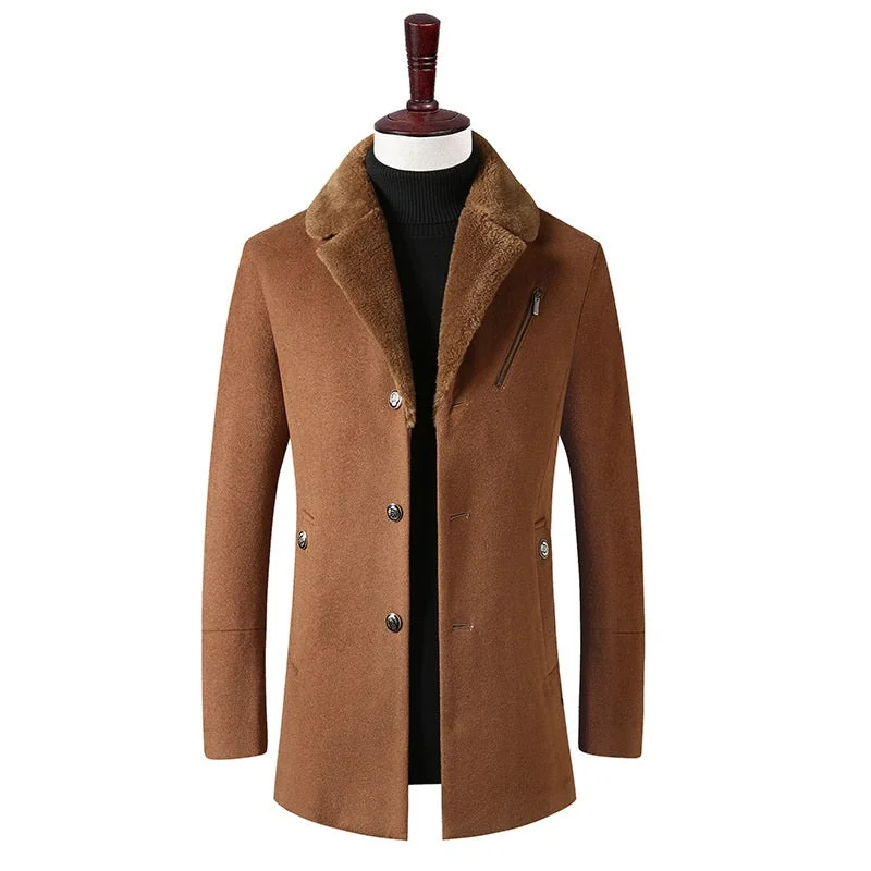 Shop now for affordable fashion – Enjoy free shipping on clothing orders.  Men's Business Fur Collar Wool Pea Coat