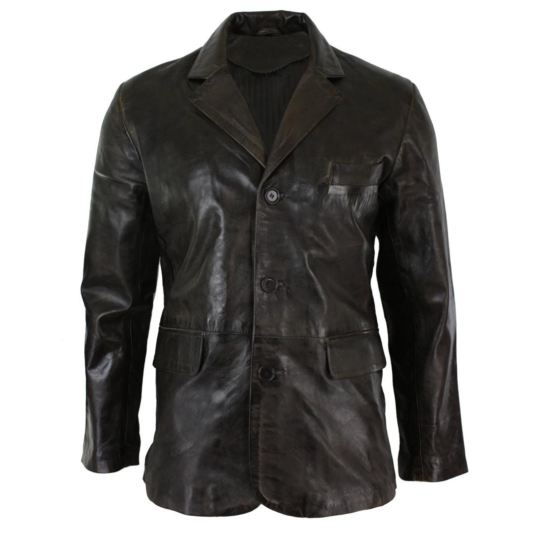 Buy now, pay later – exclusive savings on men’s clothing.  Mens Classic 2 Button Blazer Jacket Distressed Brown Soft Genuine Real Leather