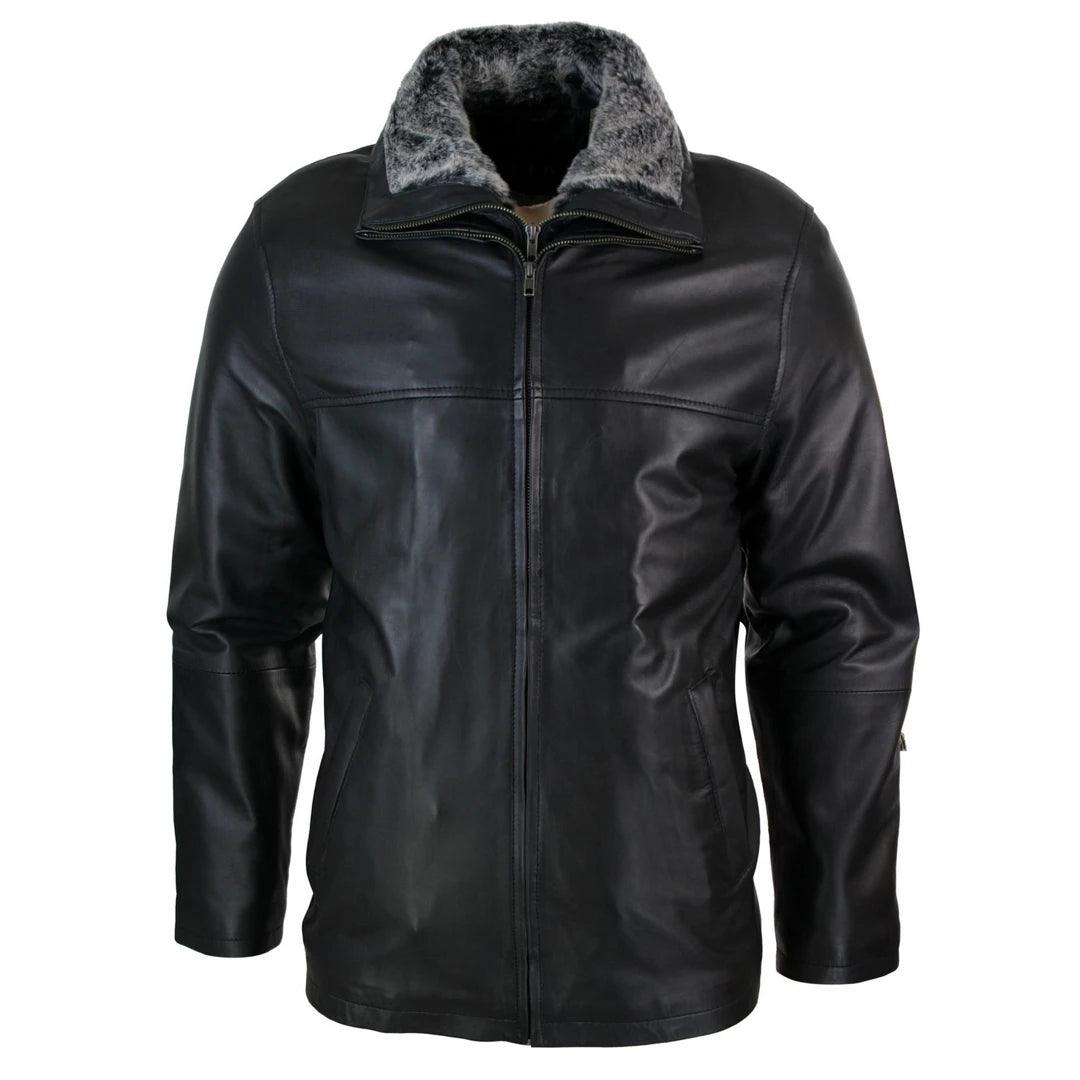 Shop seasonal clothing deals – Big savings on fashion essentials.  Mens Classic Double Zip Fur Lined Genuine Soft Leather Coat Jacket Regular Fit