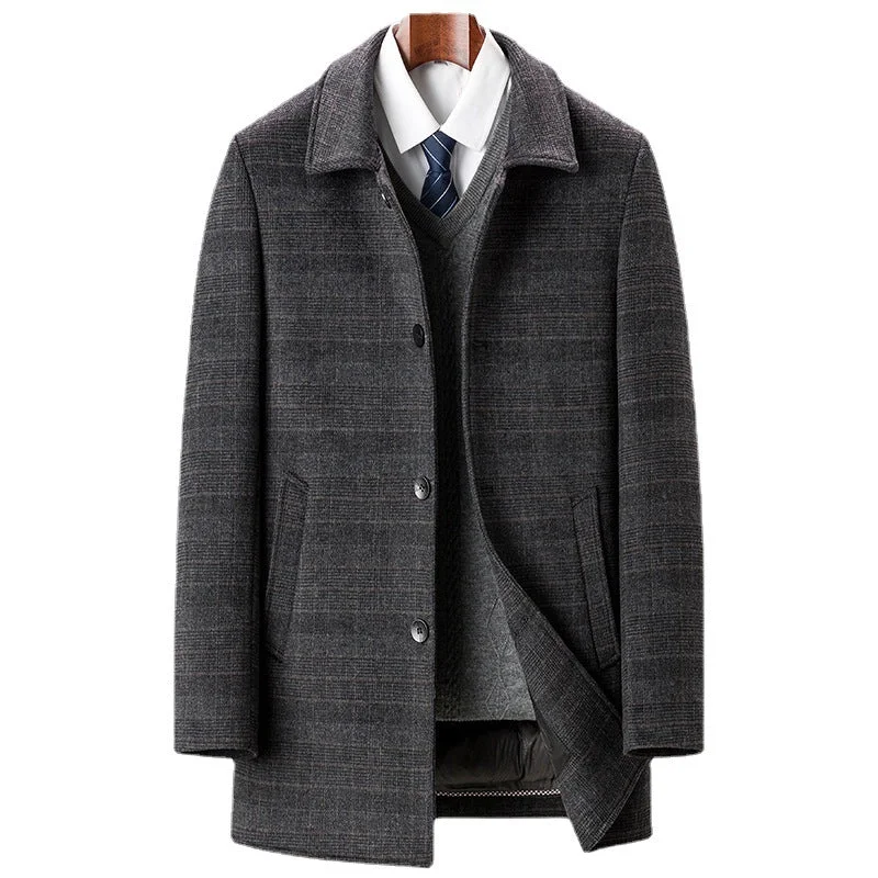 Huge savings on popular clothing styles –  Men's Premium Business Duck Down Lining Wool Coat