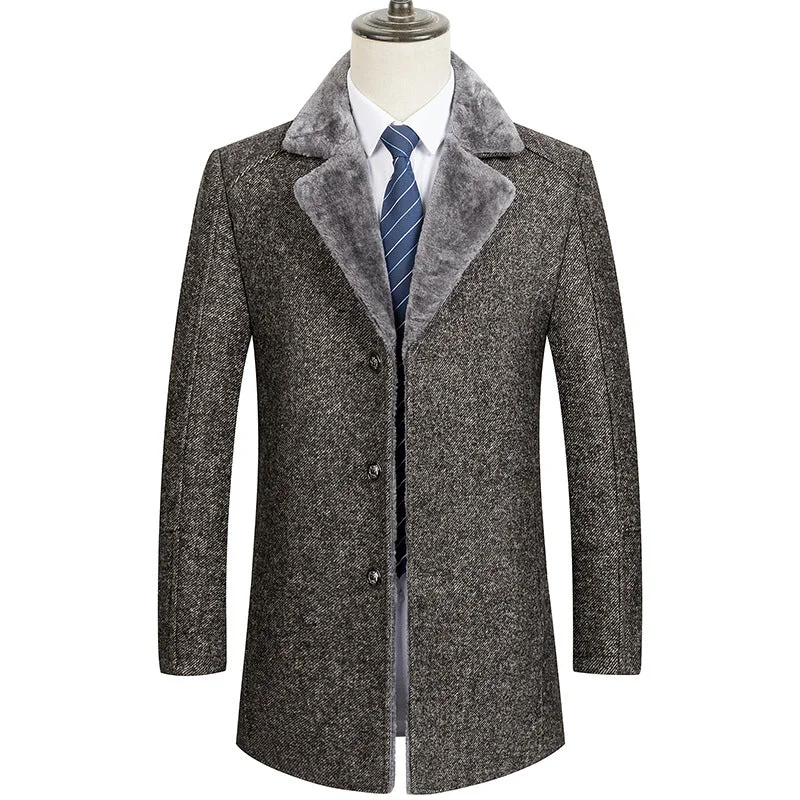 Enjoy exclusive discounts.  Men's Premium Fur Collar Wool Pea Coat