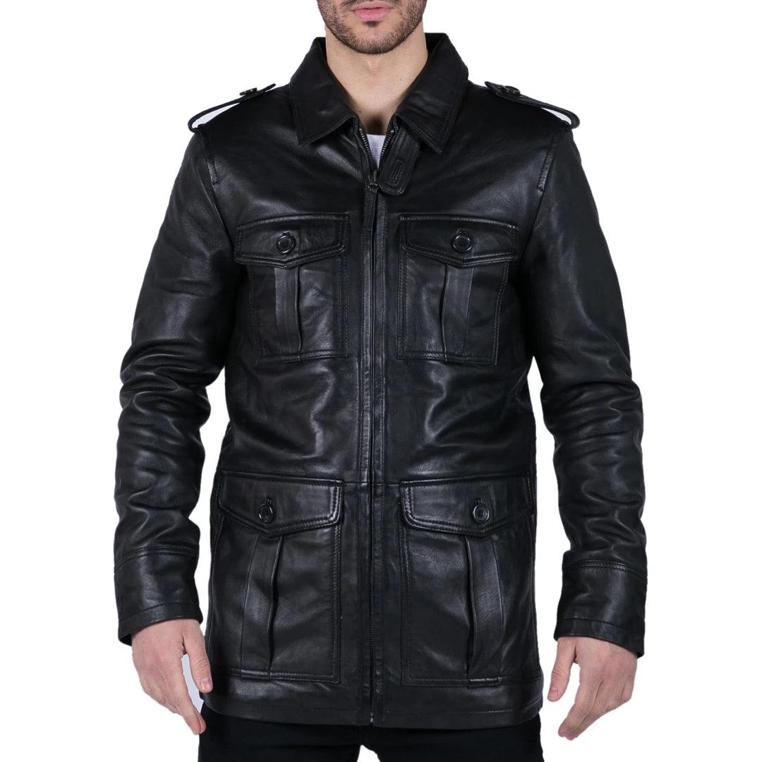 – Shop stylish items today! Mens Real Leather Safari Parka Coat Black Brown Tailored Fit Casual Jacket – Shop stylish items today! Mens Real Leather Safari Parka Coat Black Brown Tailored Fit Casual Jacket