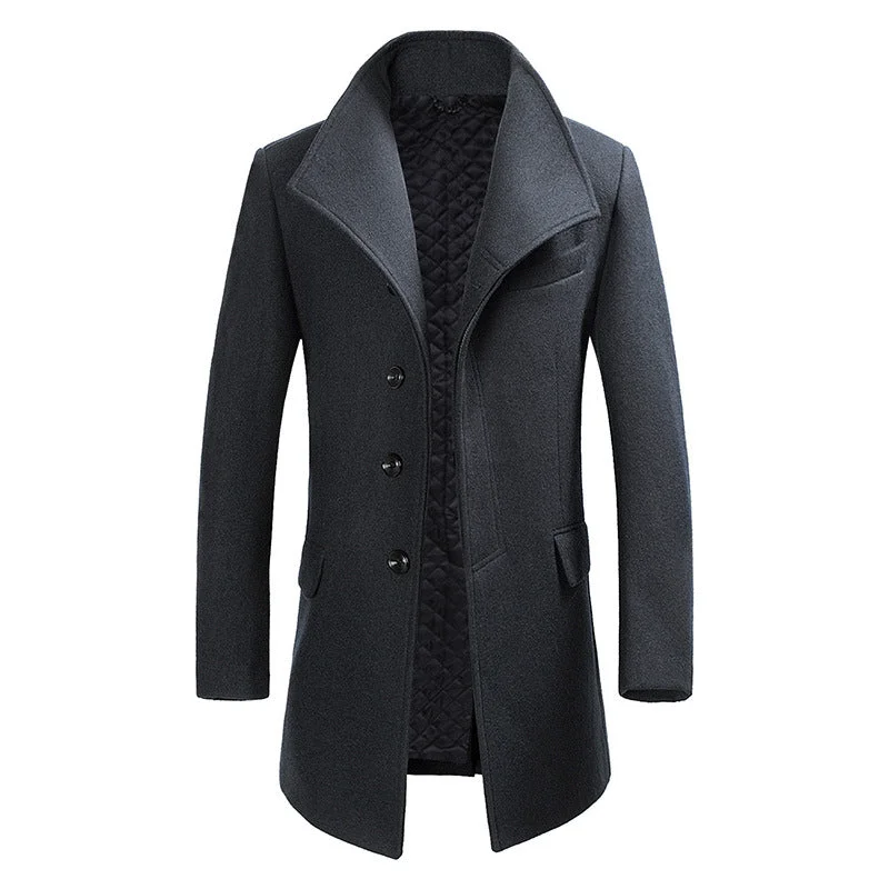 Limited-time promo – up to 70% off on men's essentials.  Men's Turn-Down Collar Wool Pea Coat