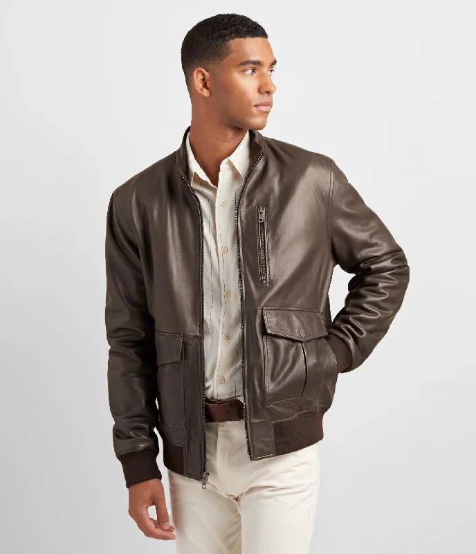 Shop the best  fashion at prices you can’t beat.  Lamb Bomber Jacket With Rib Knit