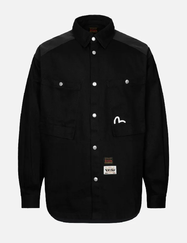 Limited-time offer!  小海鸥及标语印花宽版工作衬衫外套