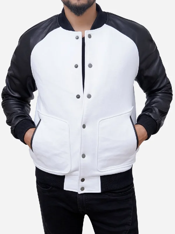 Save big on all types of clothing – Shop the sale now! Stanley Black and White Varsity Bomber Jacket Save big on all types of clothing – Shop the sale now! Stanley Black and White Varsity Bomber Jacket