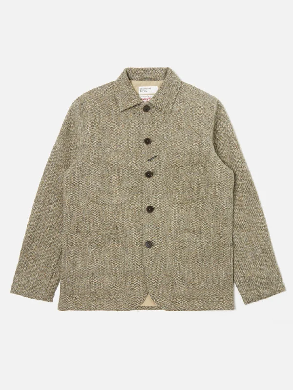 Save up to 60% on new arrivals in clothing – Shop now! Universal Works Harris Tweed Bakers Jacket in Olive Save up to 60% on new arrivals in clothing – Shop now! Universal Works Harris Tweed Bakers Jacket in Olive