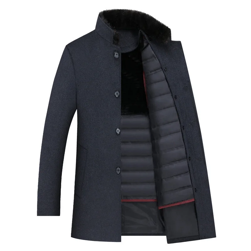 Limited-time discounts on clothing you’ll love   Winter Thicken Detachable Duck Down Lining Wool Coat