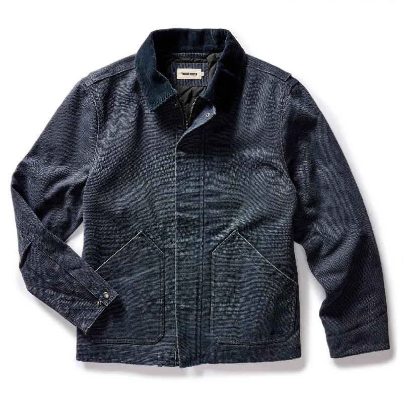 Big discounts on men’s wear – Shop now and save! The Workhorse Jacket in Navy Chipped Canvas Big discounts on men’s wear – Shop now and save! The Workhorse Jacket in Navy Chipped Canvas