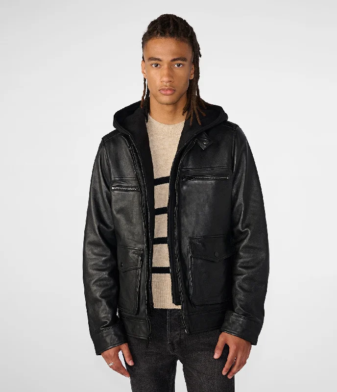 Don’t miss out on men’s fashion sales – shop today and save big!  Adrian Leather Jacket With Hood