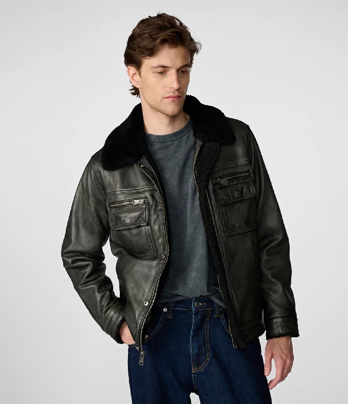 Get stylish outfits for every occasion – Shop now and save! Tom Leather Trucker With Shearling Collar Get stylish outfits for every occasion – Shop now and save! Tom Leather Trucker With Shearling Collar