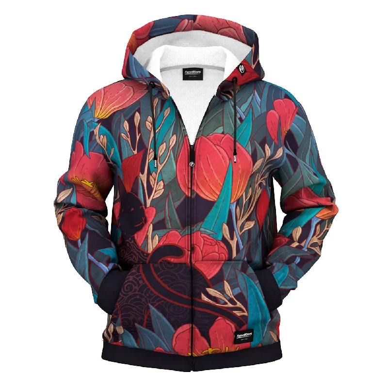 Shop affordable clothing for less – Big discounts online now.  Black Cat Tulips Zip Up Hoodie